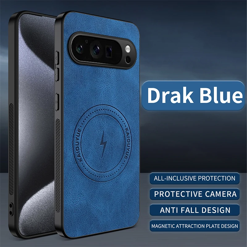 Leather Magnetic Phone Case with MagSafe Wireless Charging Compatibility