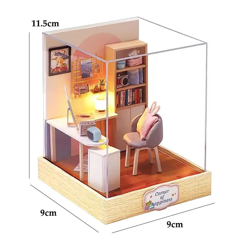 3D Puzzles Wooden Coffee Shop Mini Dollhouse Kit DIY Handmade Assembly Building Dollhouses Toys For Kids Birthday Gifts