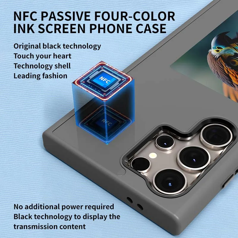 Next-Gen DIY AI Smart Multi-Color Ink Screen Projection Phone Case - High-End Frosted Finish with NFC