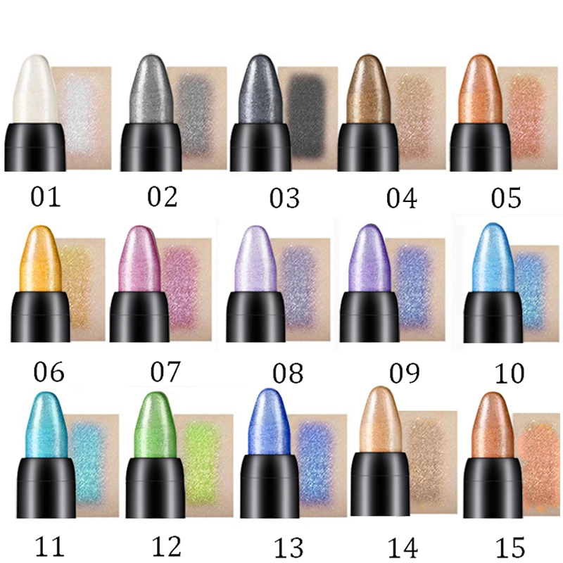 15 Colors Eyeshadow Pencil Waterproof Long Lasting Eye Highlighter Shiny Colorful Pearlescent Eyeshadow Pen Cosmetics eyeshadow pencil eyeshadow pen