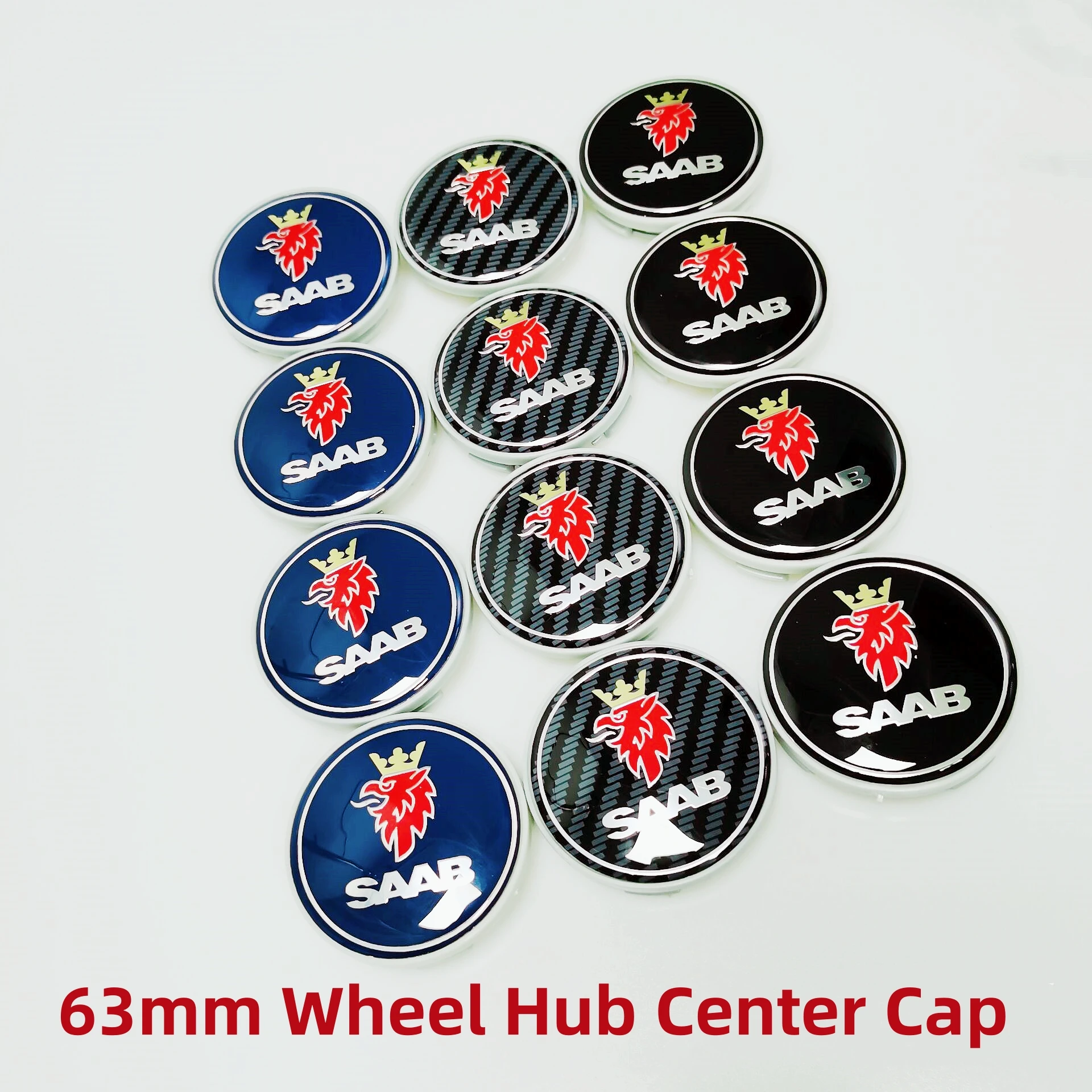 

4pcs 63mm Car Wheel Center Cap Rim Hub Cover Badge SAAB Emblem Logo Styling Accessories For SAAB 93 95 9-3 9-5 Blue Carbon Black