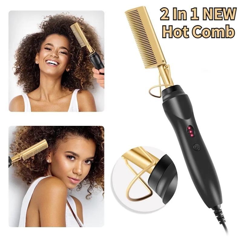 portable mini hair straightener flat iron hair curler for men women short hair wave hairstyling dual voltage straightening irons 2 in 1 Hot Comb Hair Straightener Flat Irons Straightening Brush Heating Comb Hot Comb Hair Straightene Styler