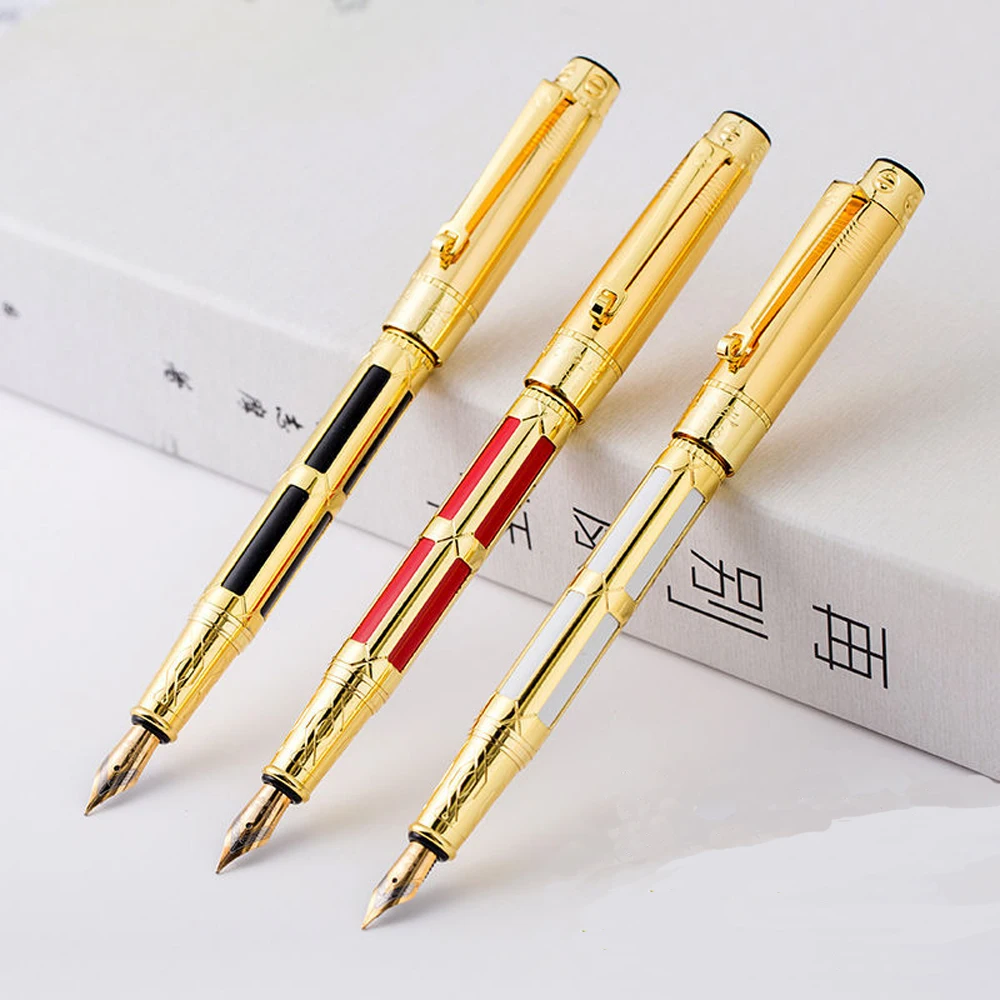 1 Set Yongsheng1168 Golden Metal Fountain Pen Iridium Gold F Nib Luxury Stationery Business Ink Pen Premium Office Gift Pen