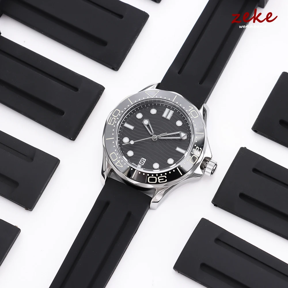Men's Sport Waterproof Silicone Rubber Watch Strap – Soft Diving Wristband
