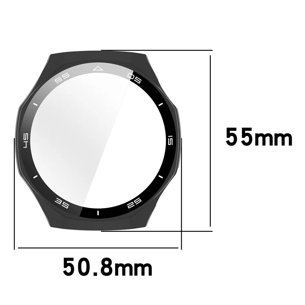 Premium Tempered Glass Full Screen Protector Cover - Hard PC Case for Smartwatch Protection