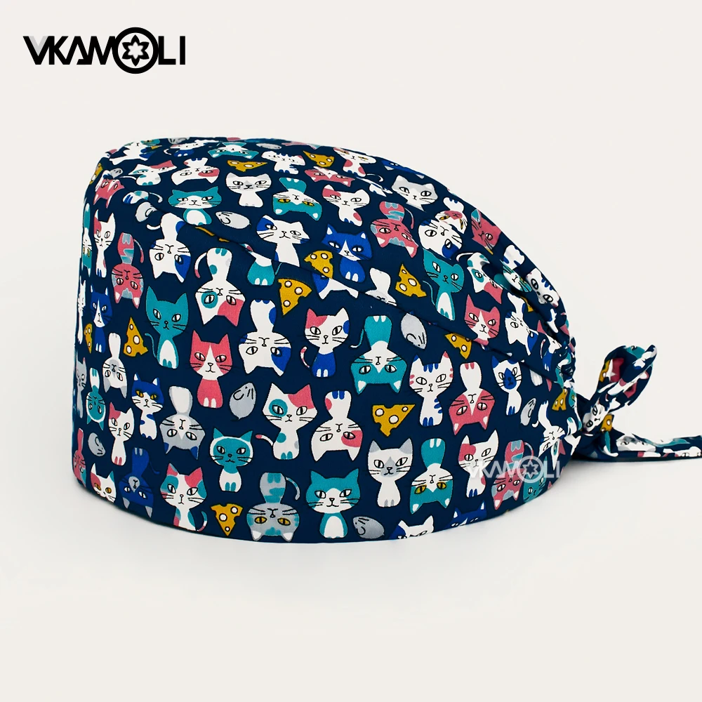 Cute animal print women Scrubs Caps Pet shop Work Scrubs Breathable Lab scrub hat nursing hat nurseshair hats