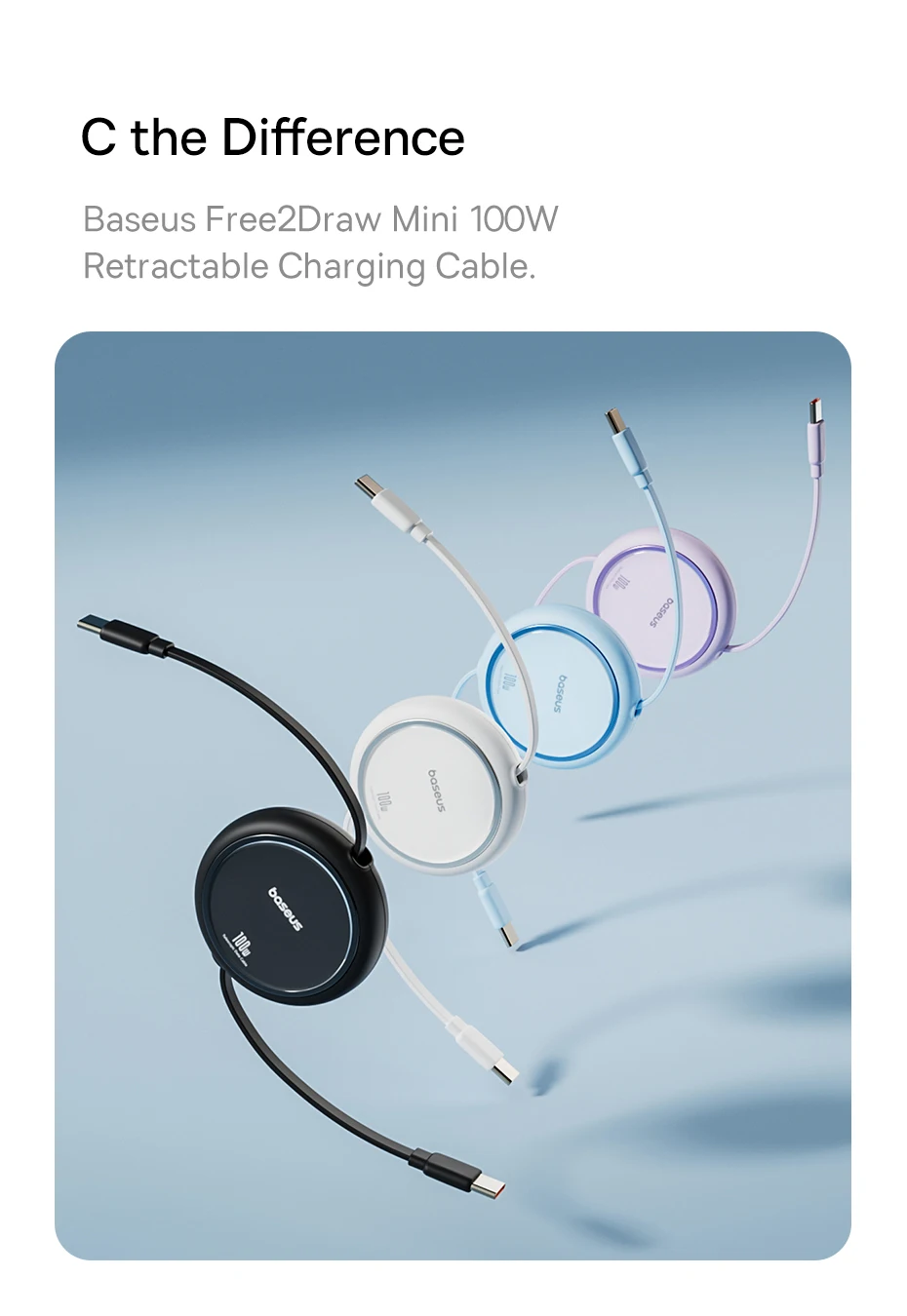Baseus Retractable Type-C Fast-Charge Data Cable
