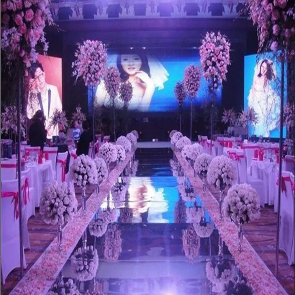 Luxury Wedding Centerpieces Mirror Carpet Aisle Runner 1M Wide For Wedding T Station Decoration White Gold Silver Purple Color images - 6
