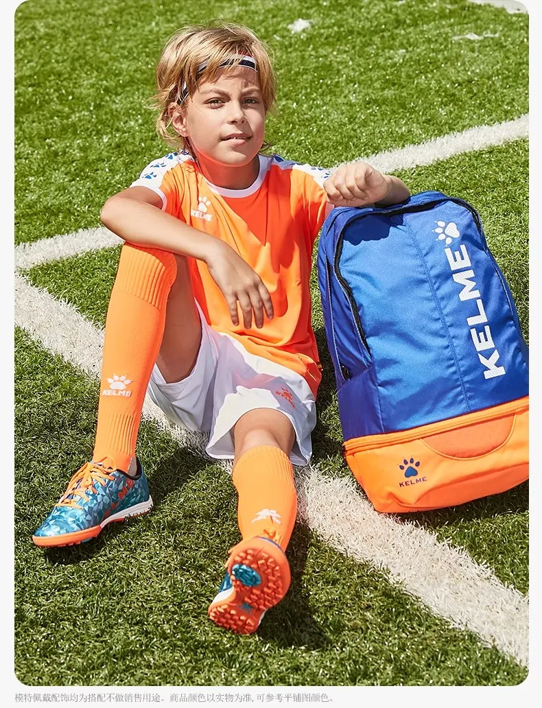 Kelme Maßgeschneiderter Kinder-Fußballanzug, Outdoor-Fußballspiel, kurzärmeliger Trainingsanzug für Jungen, atmungsaktives Obert – Detail 2
