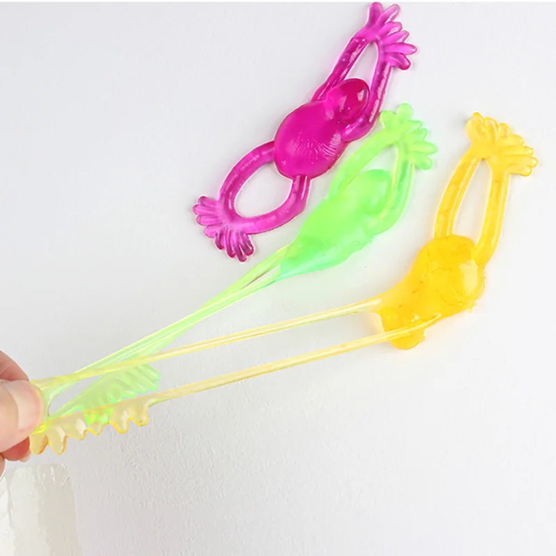5Pcs Catapult Frog Animal Toys Cartoon Catapult Frog Sticky Stretching Elastic Toys Kids Birthday Party Gift Finger Game