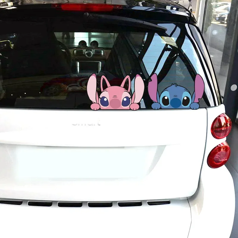 

New Disney Lilo&stitch Cute Cartoon Driving Mirror Decals Rear Windshield Car Sticker Auto Window Anime Figure Car Decor Gifts