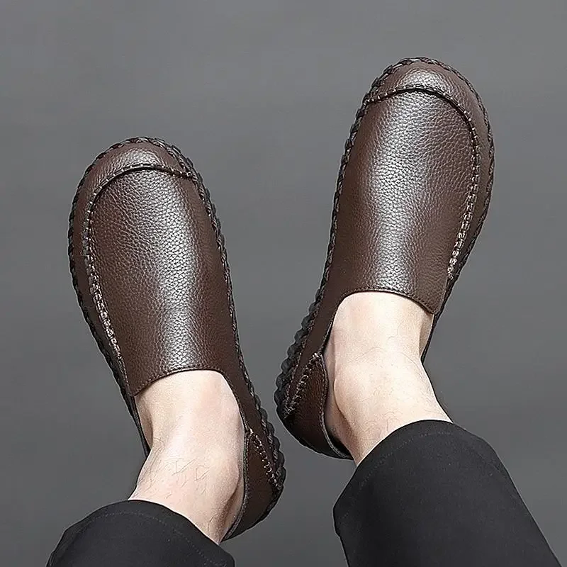 

Мокасины мужские из натуральной кожи, дышащие туфли ручной работы, Повседневная модная весенняя обувь, большие размеры