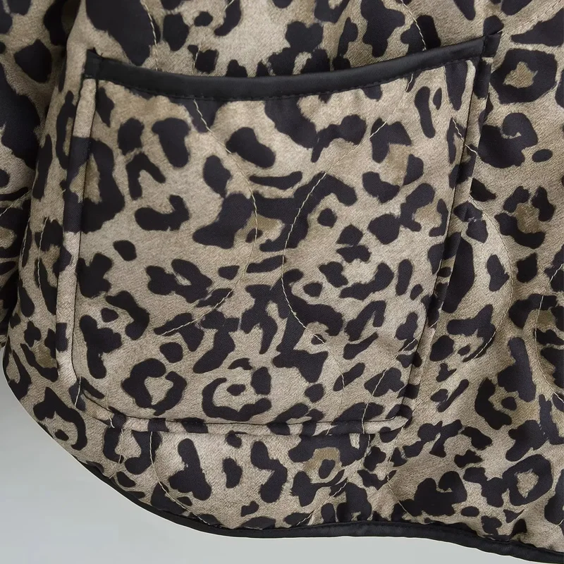 TRAF Leopard Women's Outerwears 2024 Spring Autumn Winter Printed Jacket Coats Ladies Fashion Casual Elegant Long Sleeve Coats 5