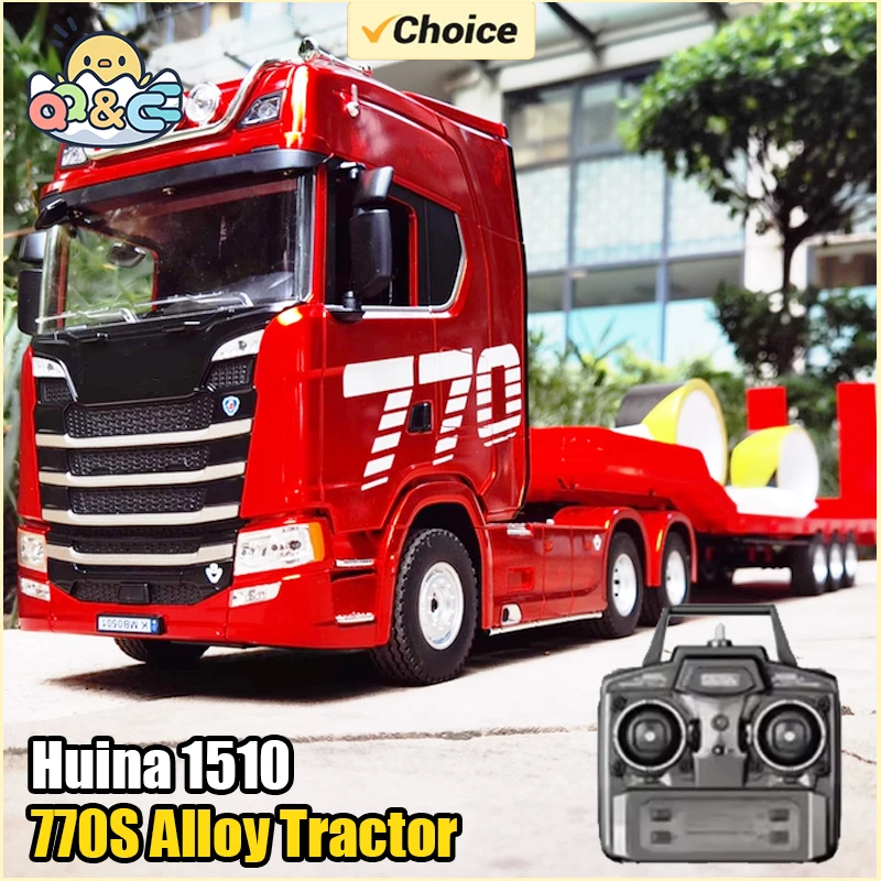 HUINA 1501 770S Alloy Tractor 19CH RC Truck 1/18 2.4G remote control Engineering Trailer Truck with Light Sound Toys XMAS Gifts