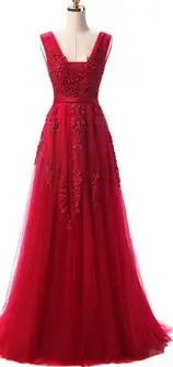 

Burgundy Elegant Evening Dresses Bride Banquet Floor-length Robe De Soiree Sexy Backless Long Lace Beading Party Prom Dress