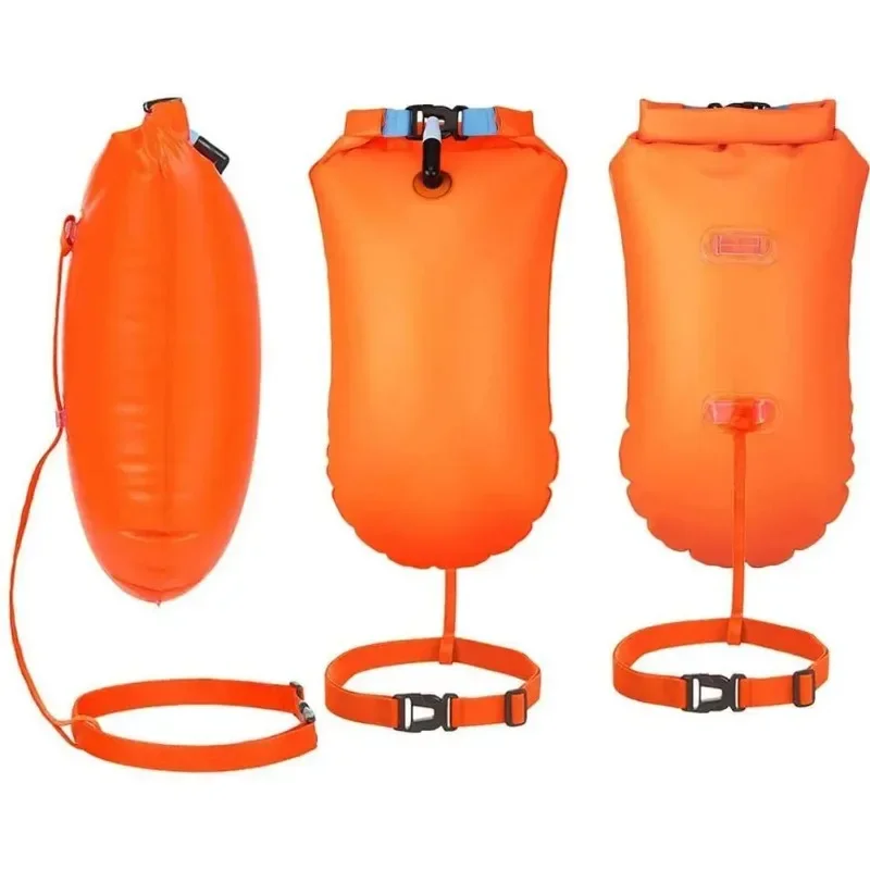 Swimming Buoy Inflatable Open Swimming Buoy Tow Float Dry Bag Double Air Bag Waist Belt Water Sport Swimming Storage Float Tools