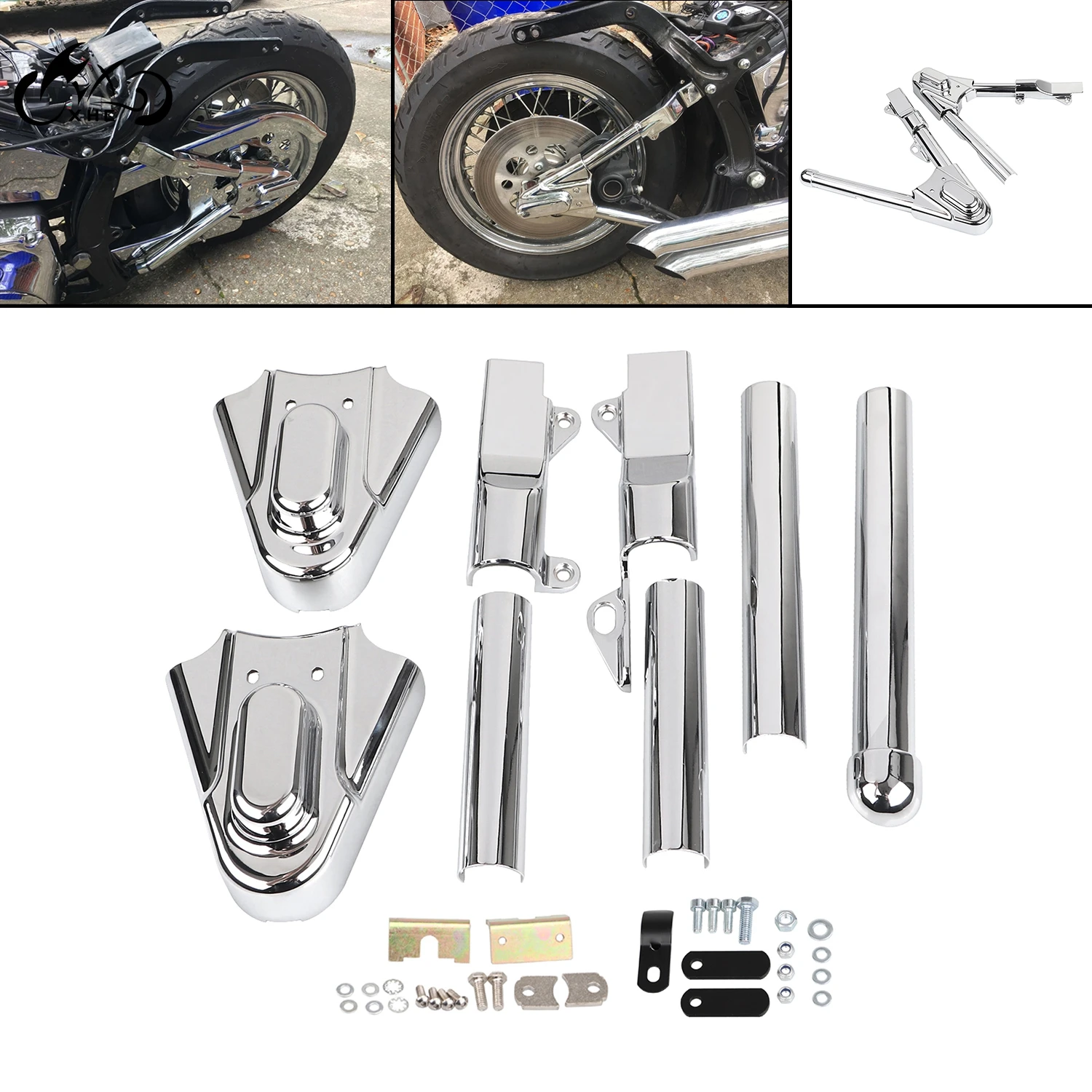 Juego De Mallas Laterales Yamaha FZ 25 Cromo Logo 3D Negro