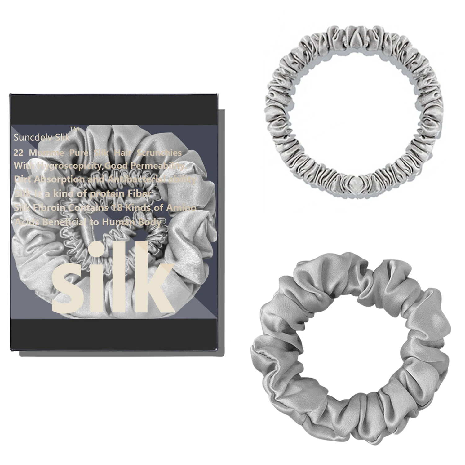 2PCS 100% Reine Maulbeerseide Haar Scrunchie Handgemachte Haarbänder Frauen Mädchen Haar Zubehör Natürliche einfarbig HairTies – Detail 8