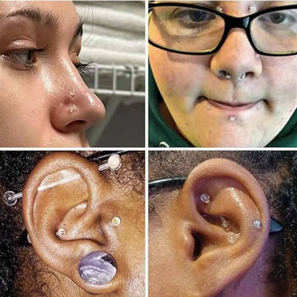 Clear Piercing Lip Ear Nose Tongue Ring 10/60Pcs/Set Ashion Transparent Acrylic Tongue Ring Barbell Eyebrow Belly Body Jewelry piercing jewelry body piercing jewelry body jewelry