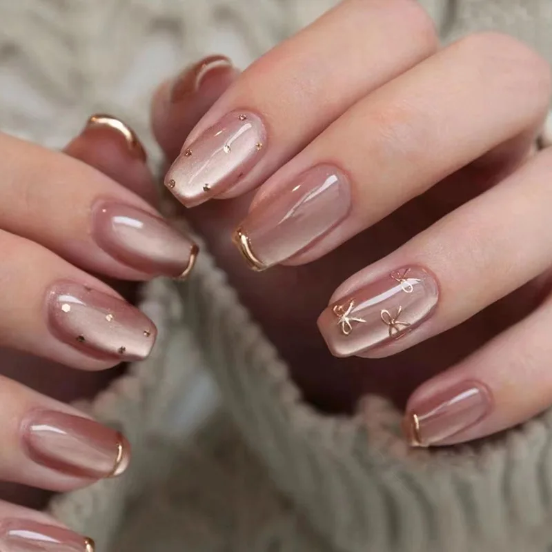 Coffin Shaped False Nails Set With Nail File And Jelly Glue_voghion.com
