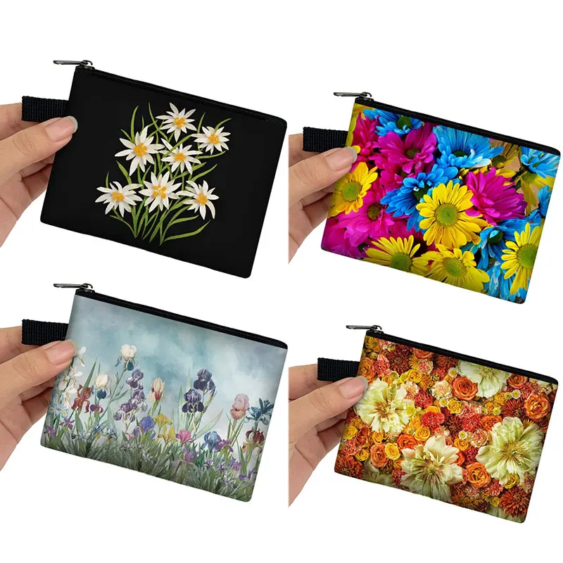 

Edelweiss/Ирисы/маргаритки Цветочные Кошельки для монет женский кошелек с бабочкой Повседневный держатель для кредитных карт и ключей для наушников Кошелек для монет