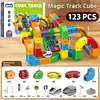 Electric Magnetic Track Set STEM Building Toy with Anti-Gravity Vehicles 100+ Pieces Creative DIY Railway Model for Kids Gift