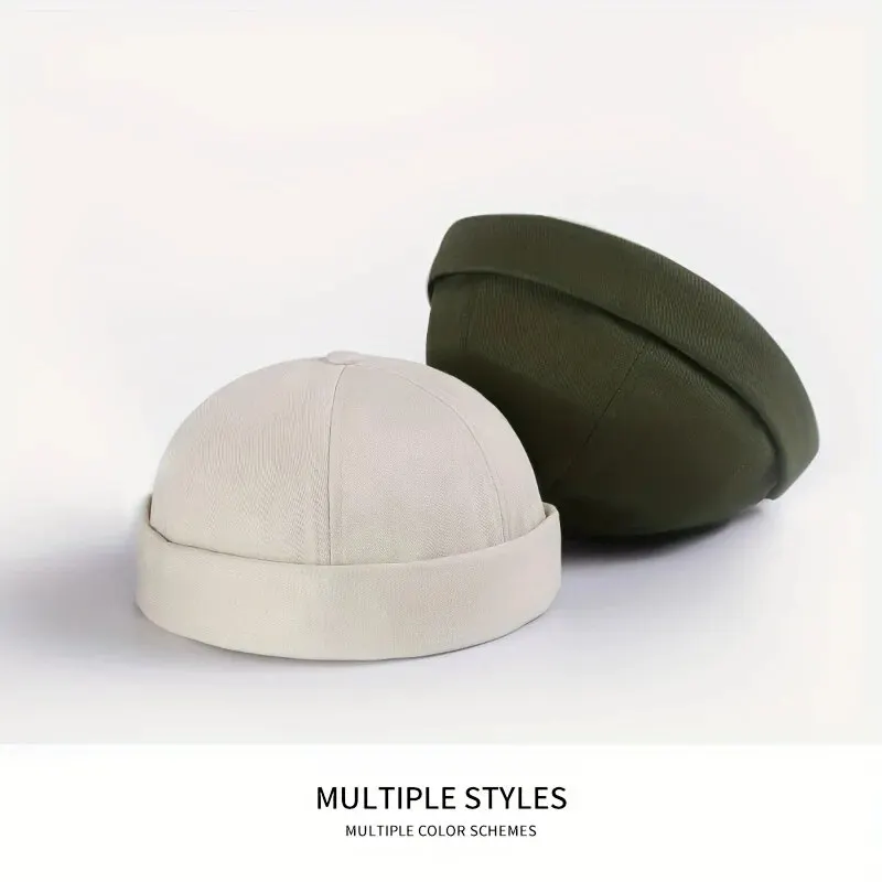 Fashion Brimless Caps Vintage Dome Hat Fashion Beanies Cotton Adjustable Unisex Men Women Hip Hop Hats Versatile Melon Skin Cap fashion beanies,cotton beanie,melon cap