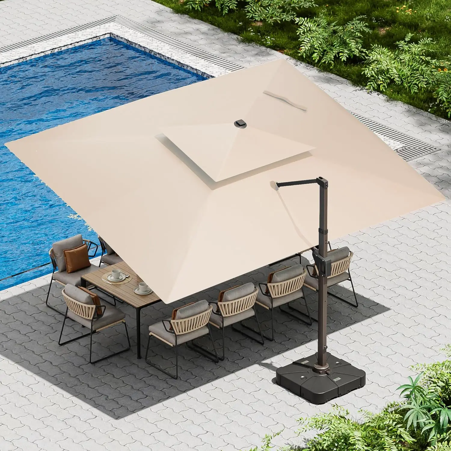 10 X 13 FT Cantilever Patio Umbrella with Base 1