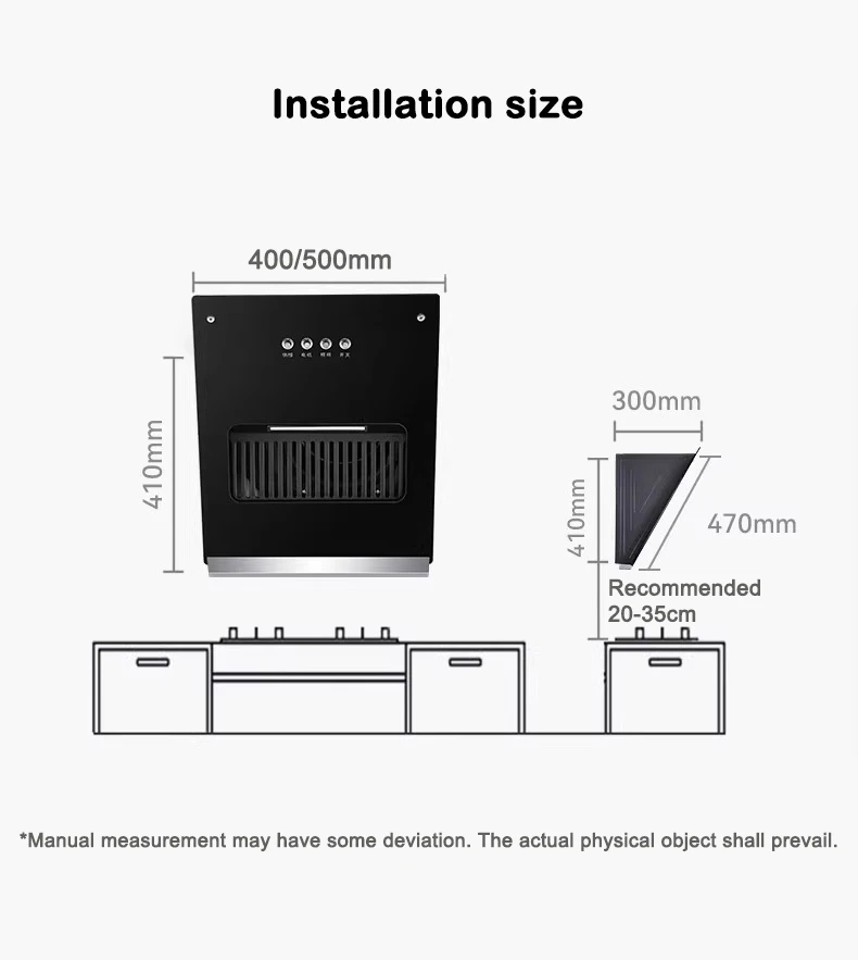 DMWD Household Range Hood Side Suction Mini Range Hood Kitchen Oil Smoke Cleaner Exhauster Lampblack Machine Ventilator 220V 5