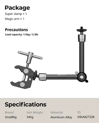 Versatile Adjustable Friction Power Clamp with Magic Arm (KBUM2732B)