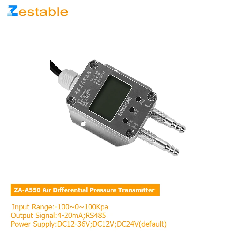 ZA-A550 LCD 공기차압 센서, 공기차압 송신기, 4-20mA