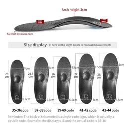 Premium Leather Orthopedic Arch Support Insoles with Antibacterial Active Carbon - EU35 - 36(230mm) (Black)