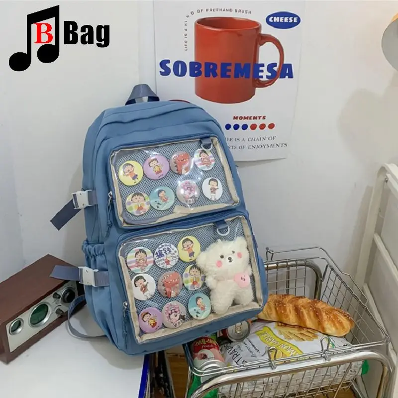 Gothic transparent ita bag light simple middle school backpack Korean version of leisure large capacity Japanese ins small fresh