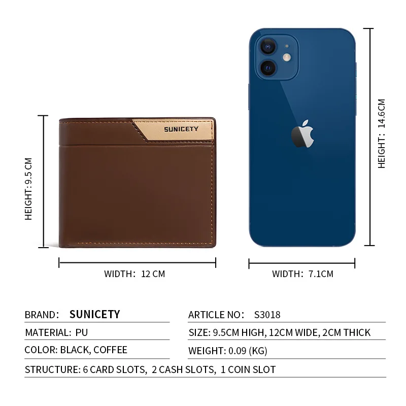 wallet menrfid Anti theft swiping Short Thin style PU leather Two fold Multi card position Vintage zipper Purse Male Card Bags