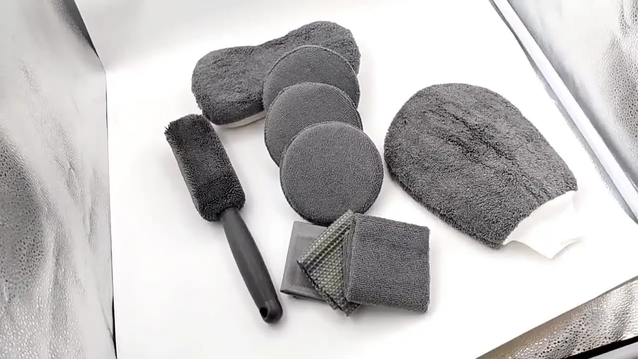 9 Pc Kit Nettoyage Voiture Comprend Brosse À Rembourrage, Détailler