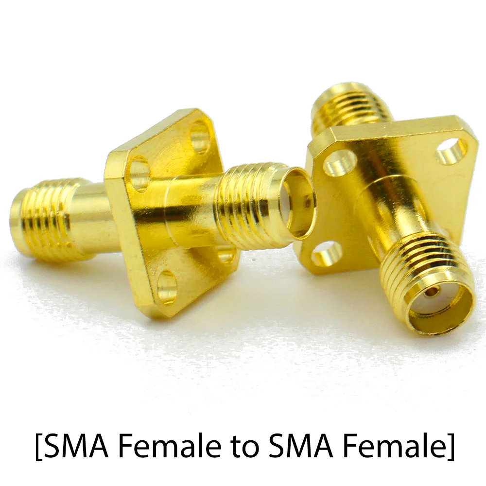 SMA 암 - SMA 암 커넥터 RF 동축 4 홀 플랜지 소켓 벌크헤드 패널 마운트 어댑터