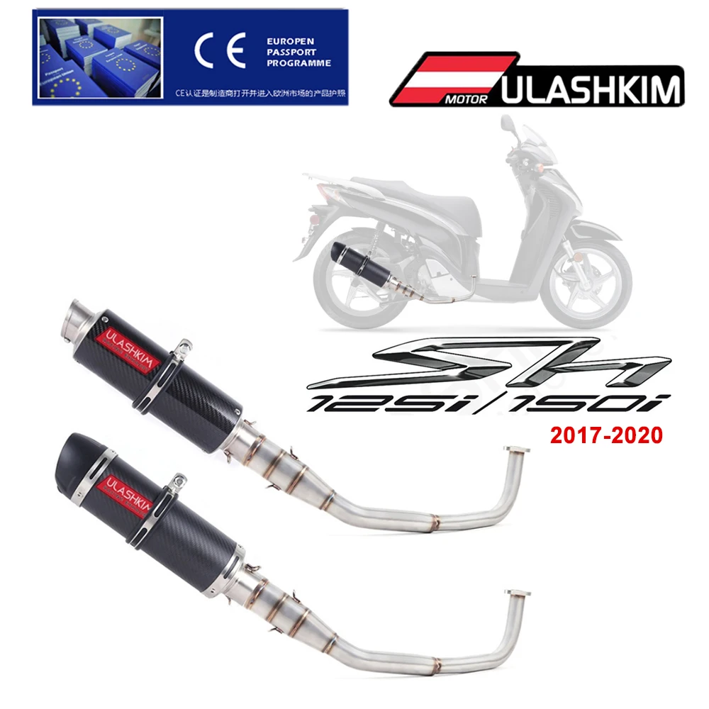 

SH150 SH 125 150I Motorcycle Exhaust Full System Slip On Middle Link Pipe Muffler For Honda SH125 SH150i SH125i 2017-2020