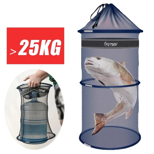 Portable Fishing Bucket Quick Dry Small Mesh Storage Bag Beach