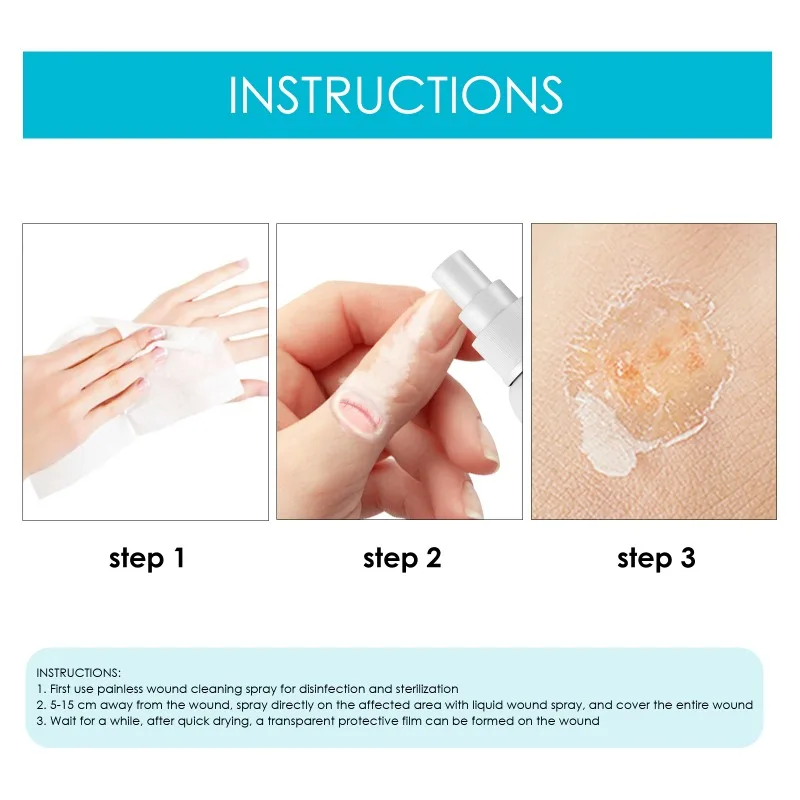 Liquid Wound Dressing Bandage Spray Waterproof Liquid Sprayer Wound Healing Gel Hemostatic Adhesive for All Skin Areas wound dressing spray