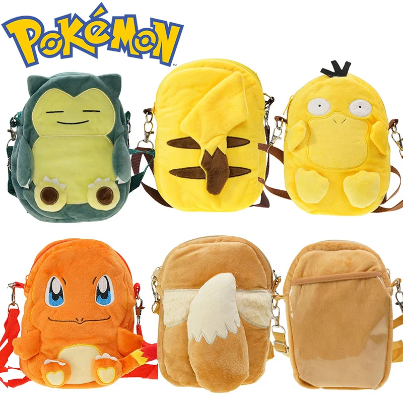 

Pokemon Soft Plush Children Crossbody Bags Kawaii Pikachu Anime Figures Zipper Coin Purse One Shoulder Backpack Kids Toys Gifts