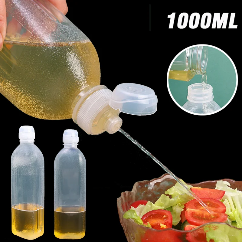 Botellas de condimentos exprimibles de 1000ML, botella de aceite de salsa multifunción, botella de Control de aceite de grito, resistencia al aceite de alta temperatura de soja