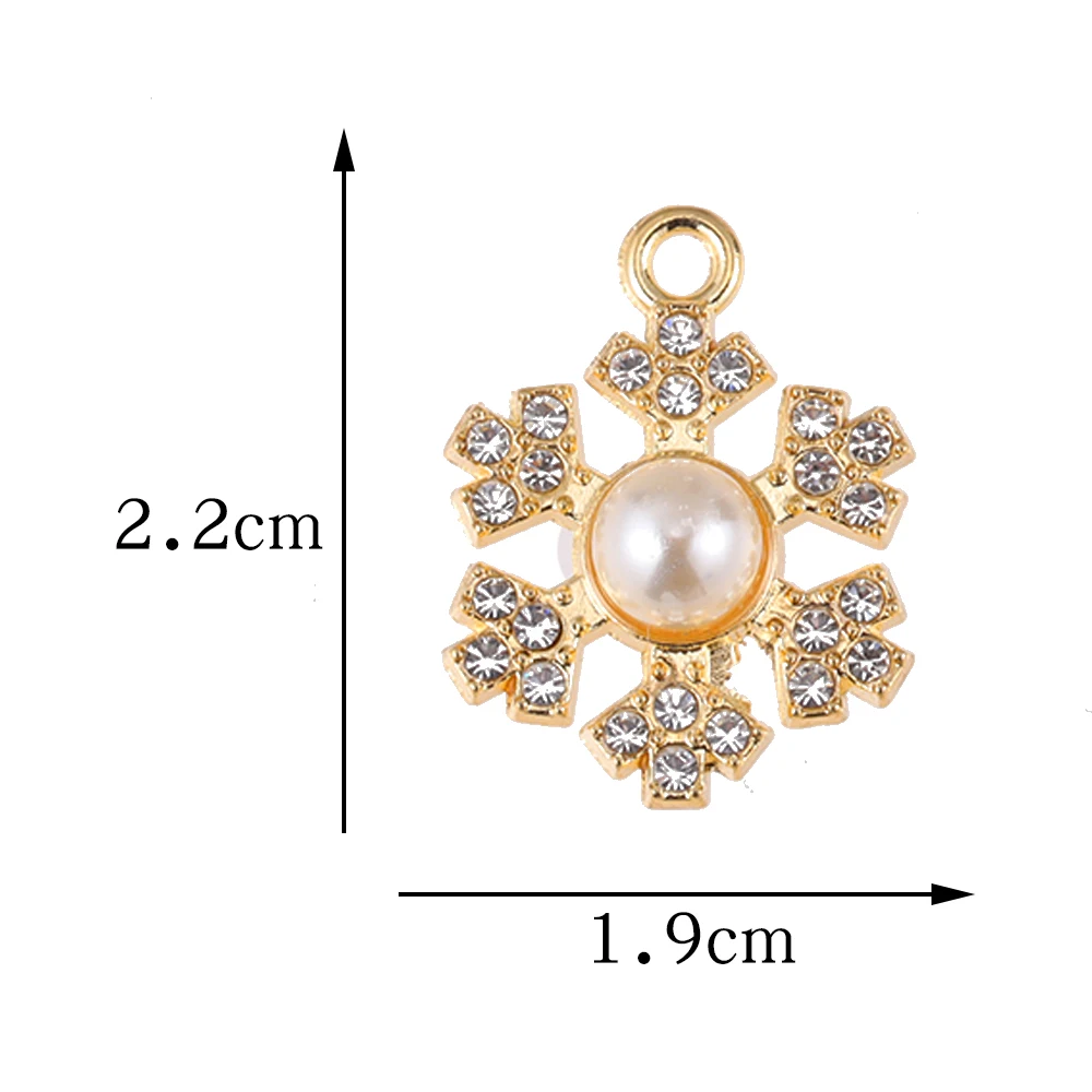 12 Charmes Pendentifs Flocons De Neige Plaqué Or Avec Strass - DIY Bijoux Noël Hiver