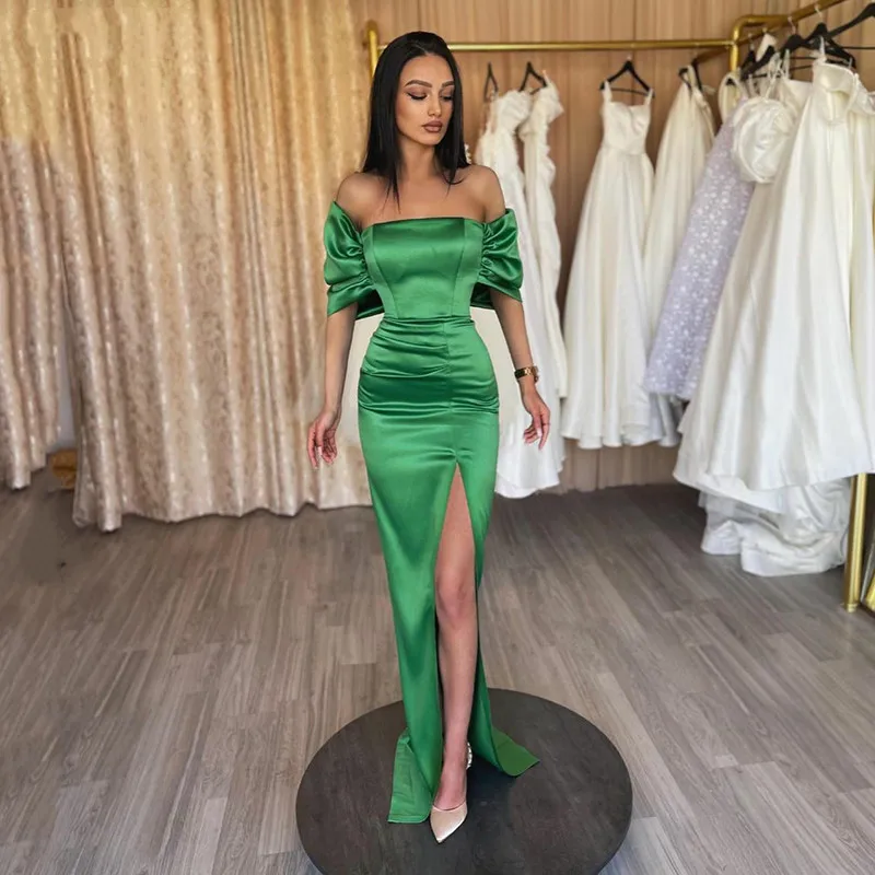 

Vinca Sunny Novias Sexy Green Mermaid Formal Evening Dress 2023 Strapless Prom Dresses Side Split New Celebrity Party Gowns