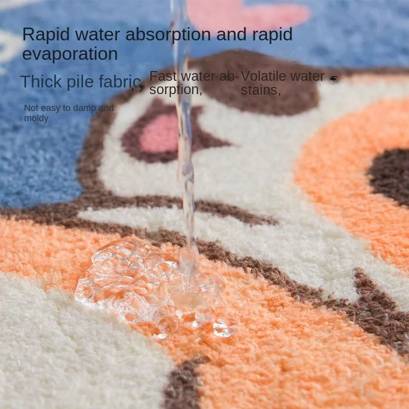 Floor Mat VIKAMA Cartoon Panda Bathroom Door Carpet Absorbent Non-Slip Mat Bedroom Imitation Cashmere Carpet Home Decoration