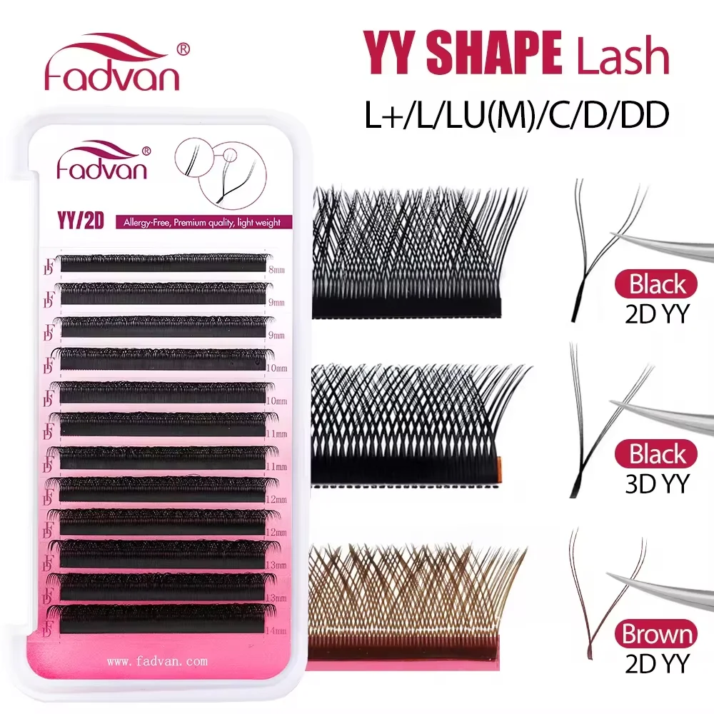 Enhanced Faux Mink Eyelash Extension with Split Tips - 2D/3D Premade Fan, 8-15mm, Black/Brown