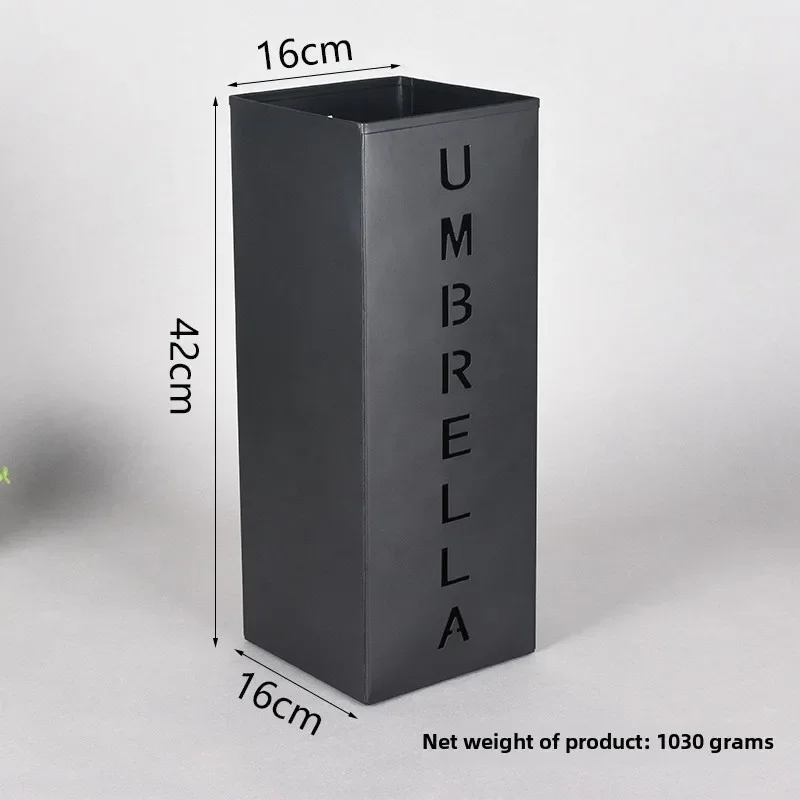 Metal Umbrella Stand Newspaper Magazine Storage Organizer Stamped Embossed Square Design Dried Flower Vase Holder
