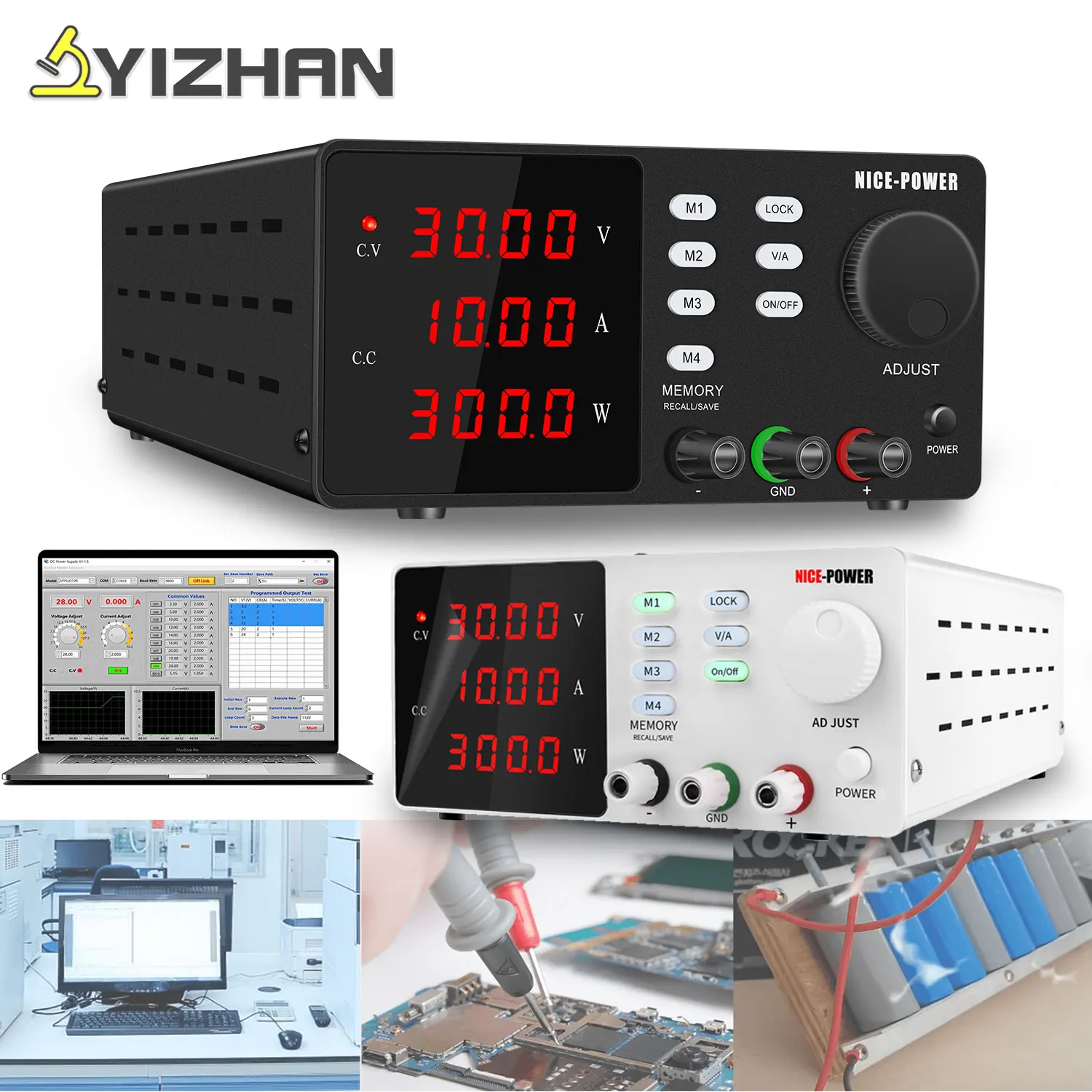 

Laboratory Programmable Power Supply RS-232 USB Optional Adjustable Lab Maintenance Workbench 30V 10A Voltage Current Regulator