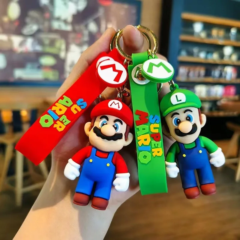 

Super Mario Bros Keychain Anime Figures Mario Luigi Brothers Yoshi Bag Pendant Car Accessories Key Chain Decoration Kids Gifts