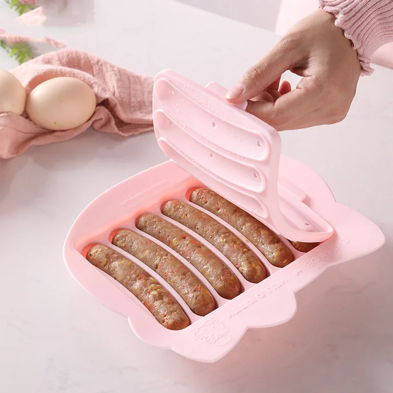 

Cetakan Pembuat Sosis 6 Grid Silikon DIY Ham Hot Dog Membuat Cetakan Dengan Tutup Dapur Kue Alat Kue Cetakan Rumah Tangga Sosis