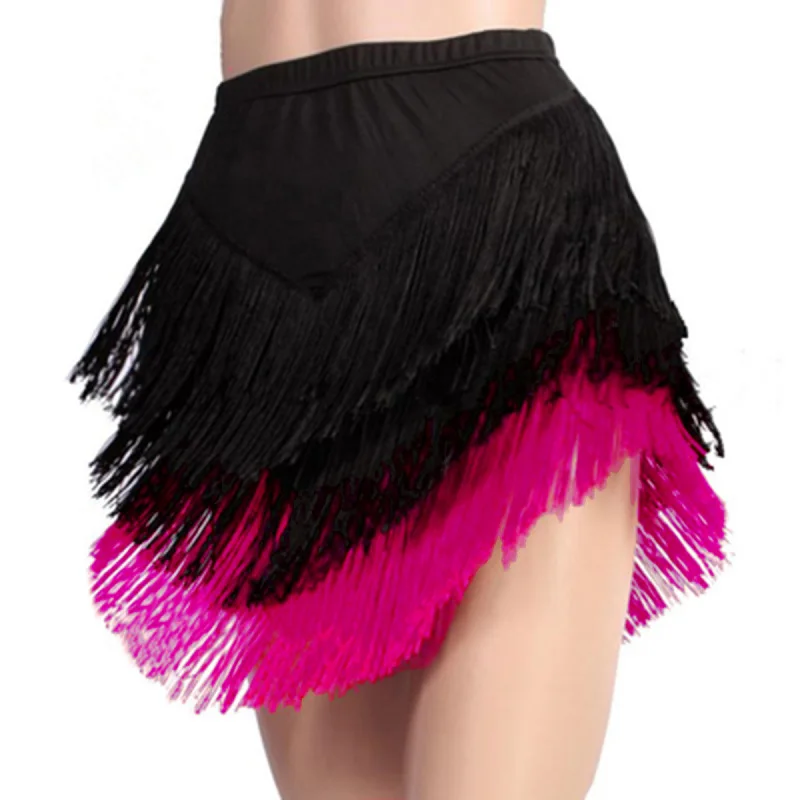 Dance Skirt Adult Latin Women's Dance Performance Three-layer Tassel Irregular Short Modern Costume
